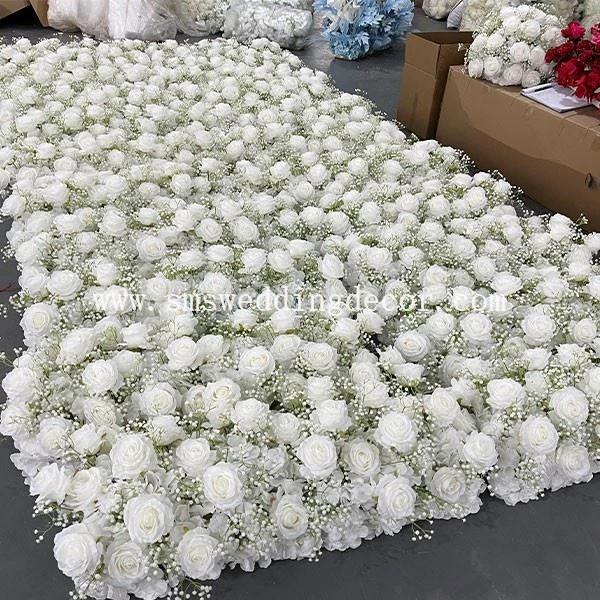 white flower table runner